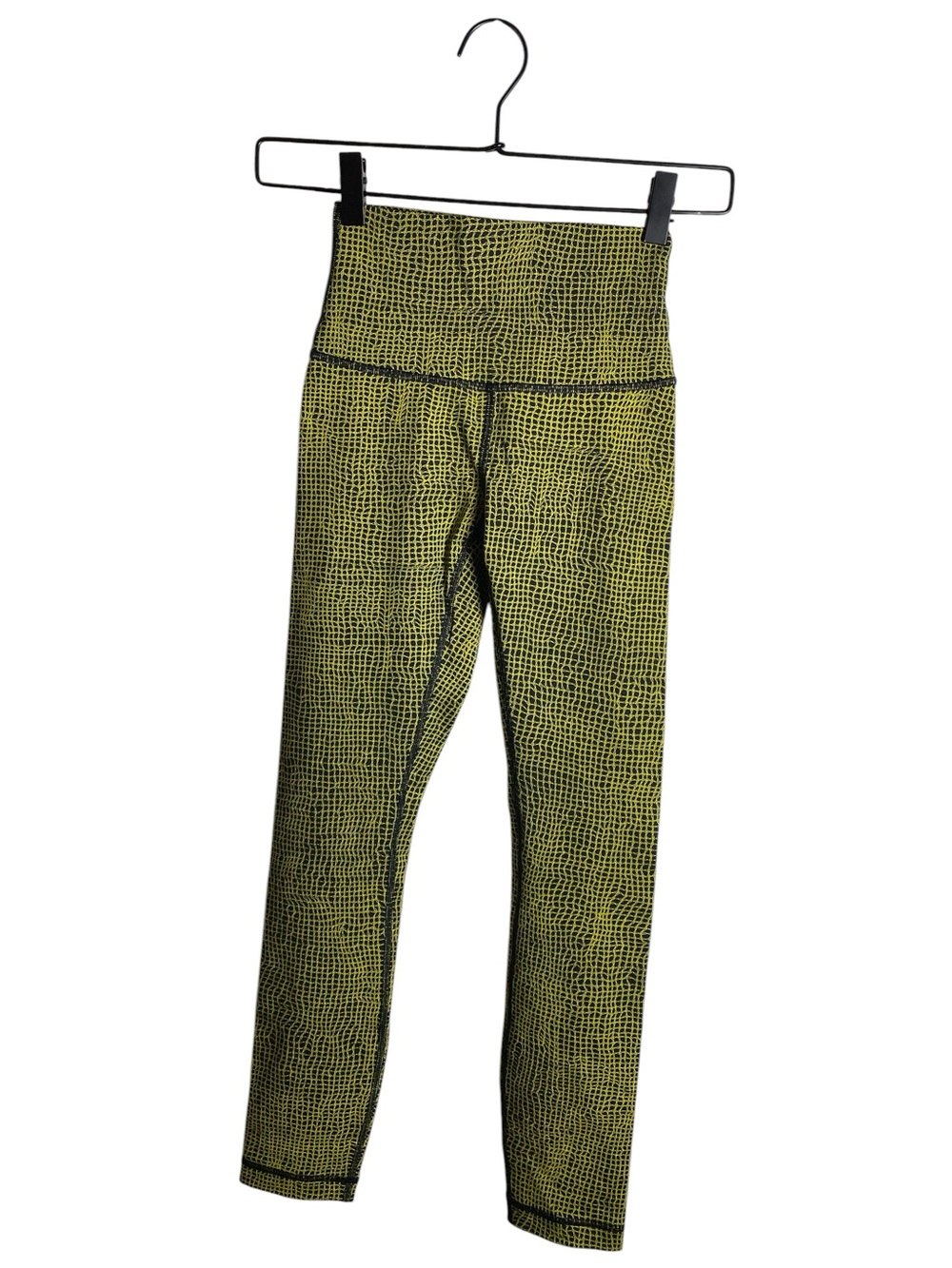 Lululemon High Rise Neon Yellow Black Crops